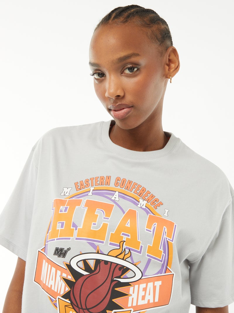 T-shirt crop-top 'Miami Heat' à manches courtes Gris - Kiabi