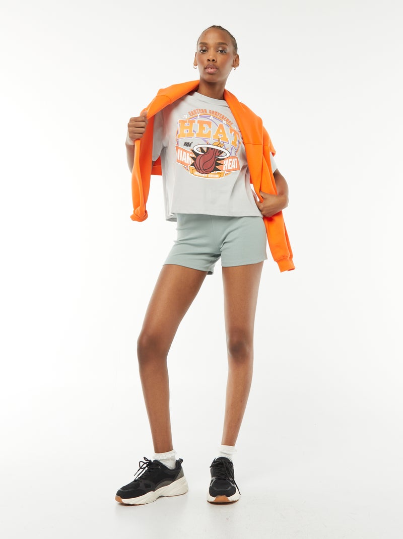 T-shirt crop-top 'Miami Heat' à manches courtes Gris - Kiabi