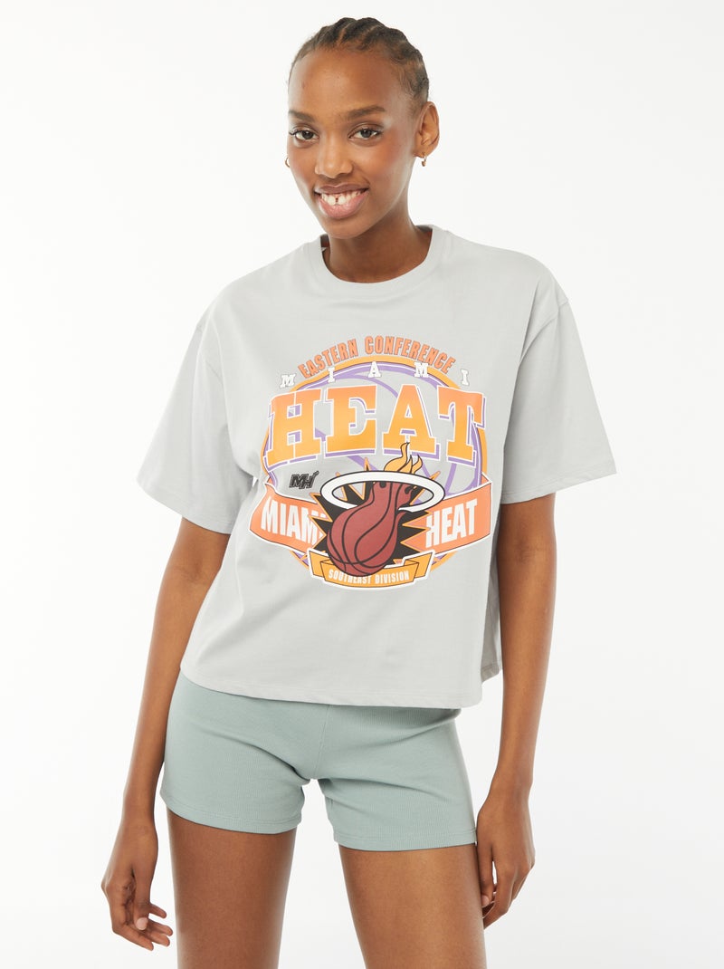 T-shirt crop-top 'Miami Heat' à manches courtes Gris - Kiabi