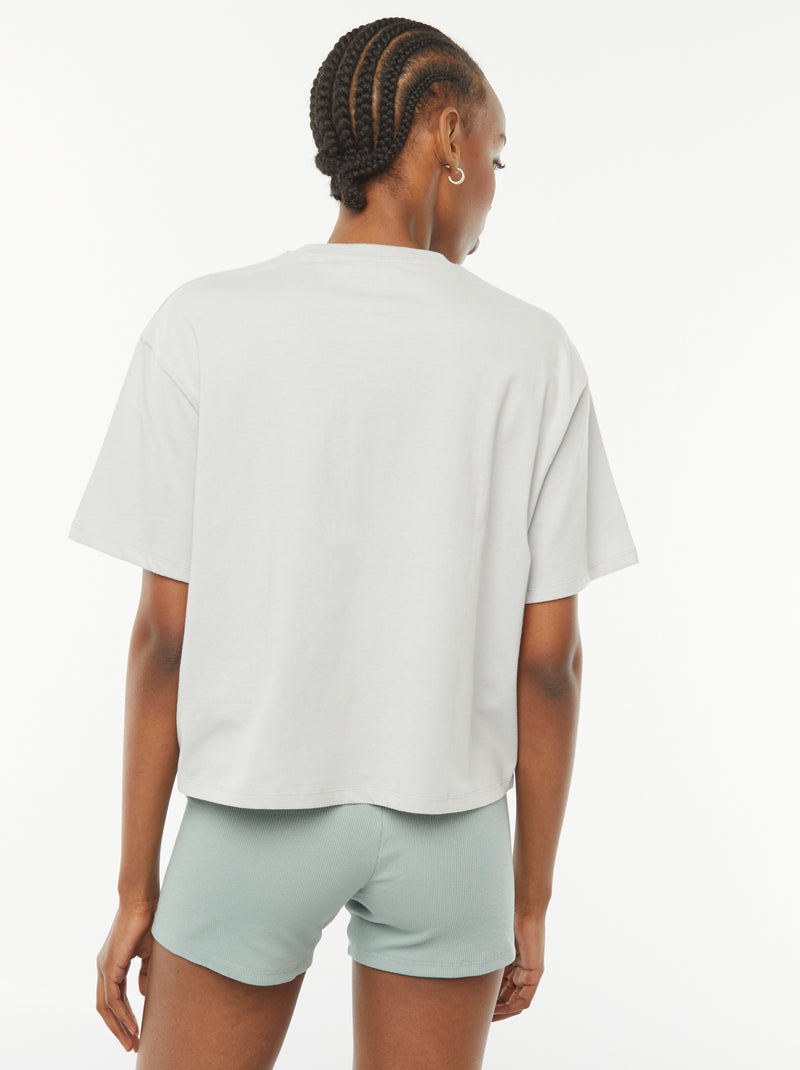 T-shirt crop-top 'Miami Heat' à manches courtes Gris - Kiabi