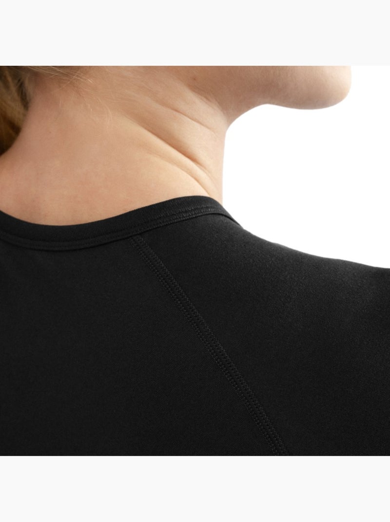 T-shirt crop top sport manches courtes sans couture femme fitness femme attitude Noir - Kiabi