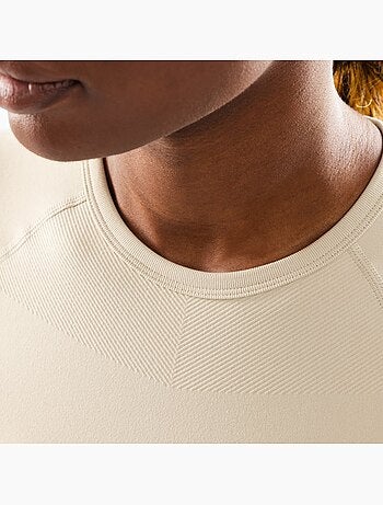 T-shirt crop top sport manches courtes sans couture femme fitness femme steam