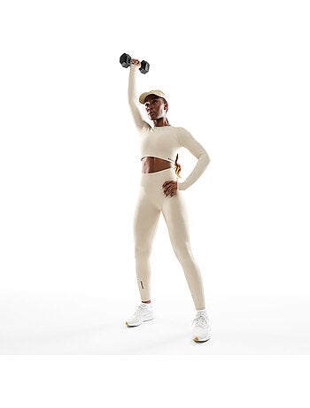 T-shirt crop top sport manches longues sans couture femme fitness femme victory