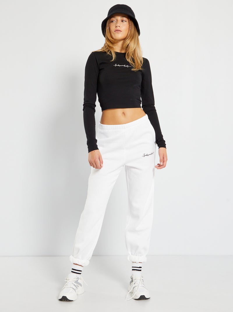 T-shirt cropped à col rond X IAM.MOANA noir - Kiabi