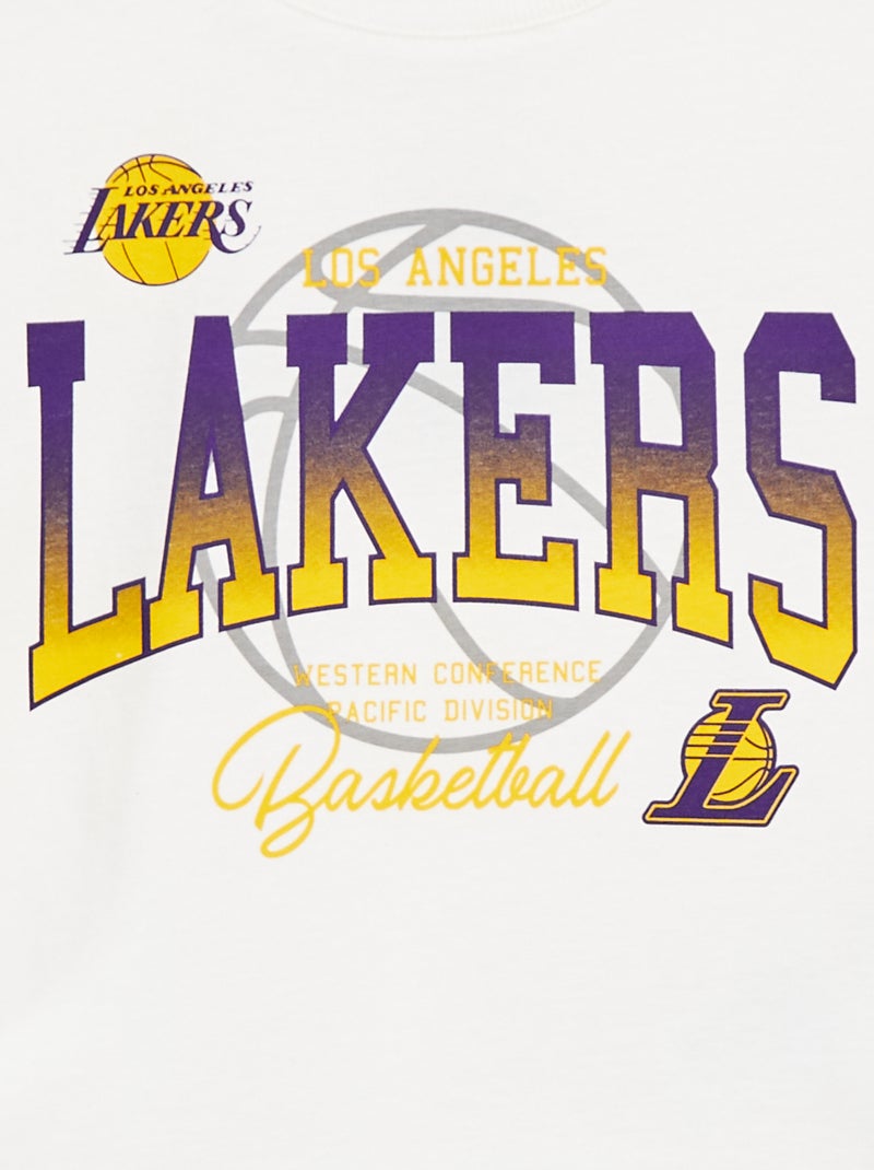 T-shirt cropped à manches courtes 'NBA' BLANC - Kiabi