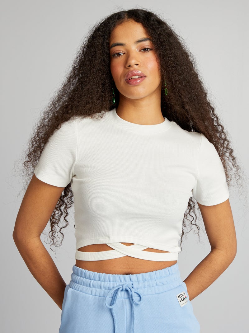 T-shirt cropped Blanc - Kiabi