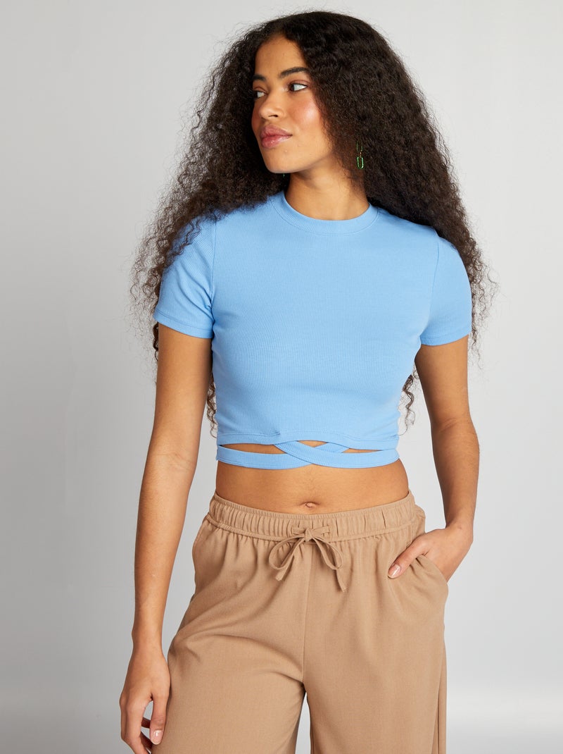 T-shirt cropped Bleu - Kiabi