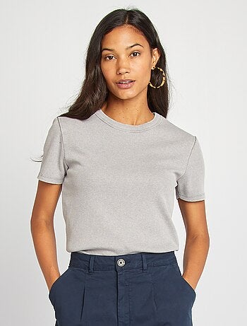 T-shirt cropped côtelé