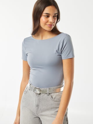 T-shirt cropped en maille stretch et avec dos nu