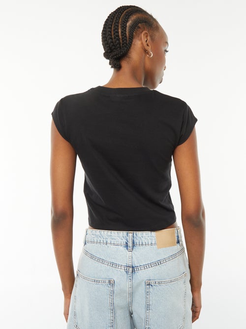 T-shirt cropped fit manches courtes imprimé 'Nirvana' - Kiabi