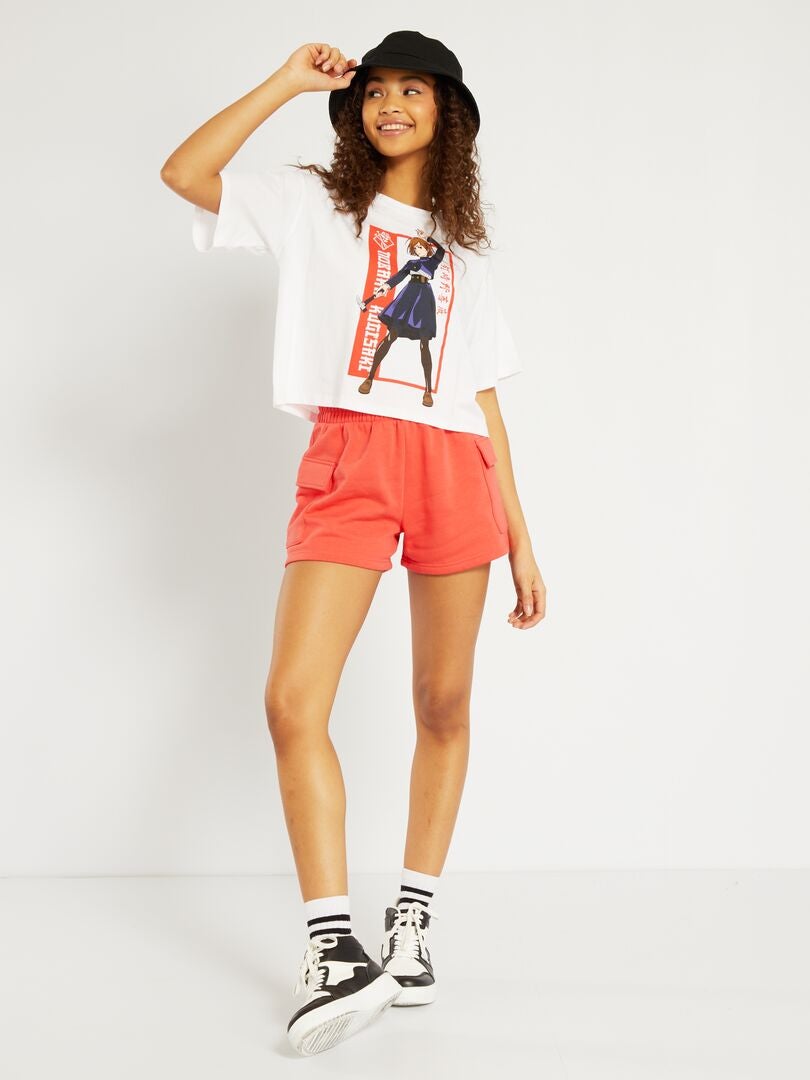 T-shirt cropped 'Jujutsu Kaisen' en jersey Blanc - Kiabi