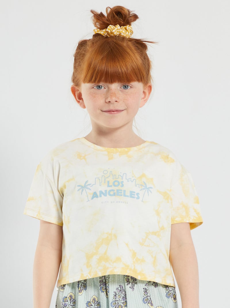 T-shirt cropped 'Los Angeles' Jaune - Kiabi