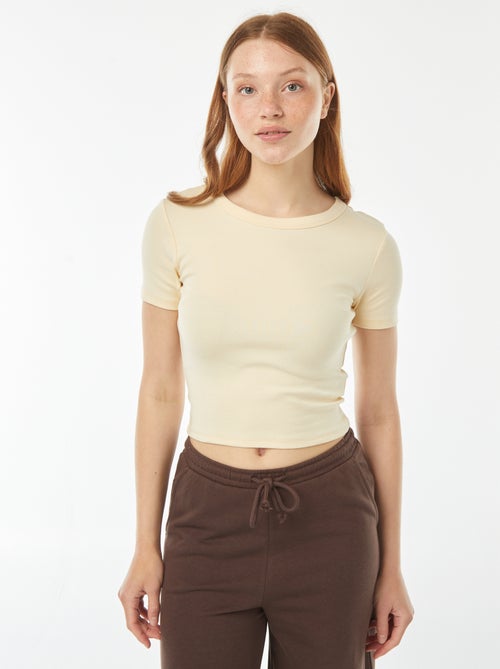 T-shirt cropped manches courtes - Kiabi
