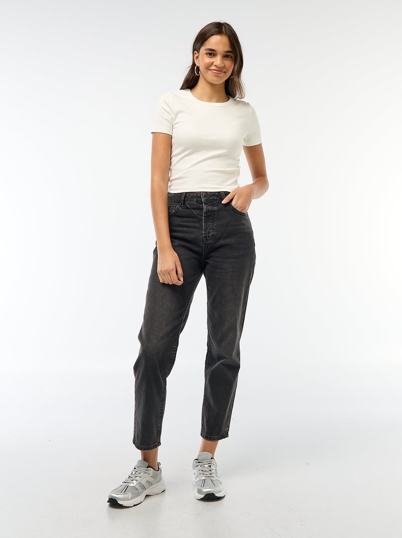 T-shirt cropped manches courtes Blanc - Kiabi