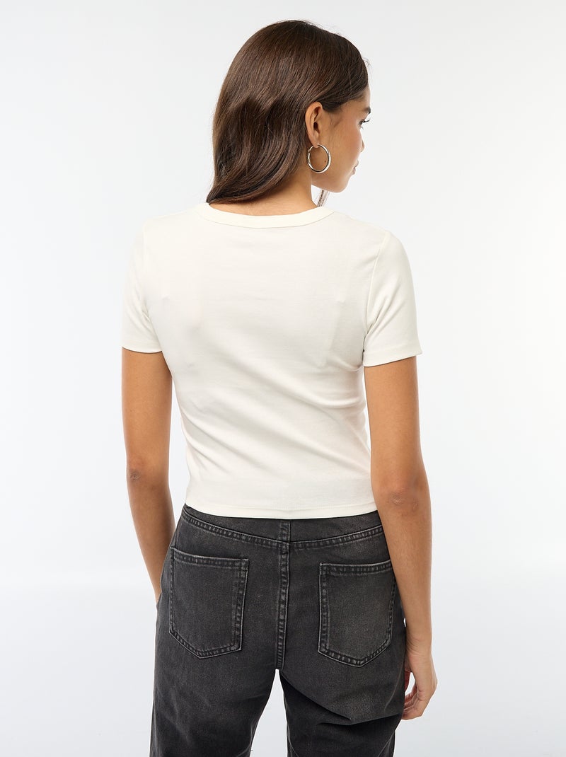 T-shirt cropped manches courtes Blanc - Kiabi