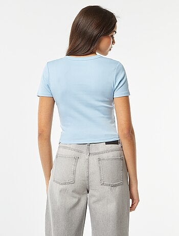 T-shirt cropped manches courtes