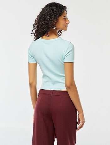 T-shirt cropped manches courtes