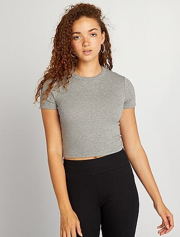 T-shirt cropped manches courtes