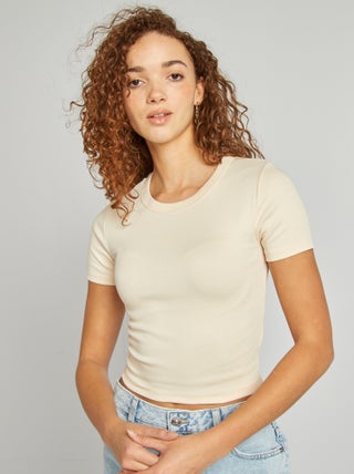 T-shirt cropped manches courtes