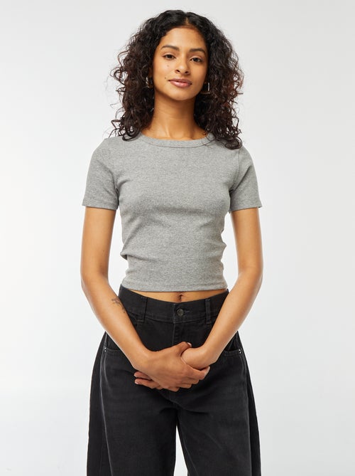 T-shirt cropped manches courtes - Kiabi