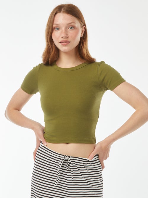 T-shirt cropped manches courtes - Kiabi