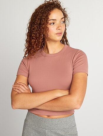 T-shirt cropped manches courtes