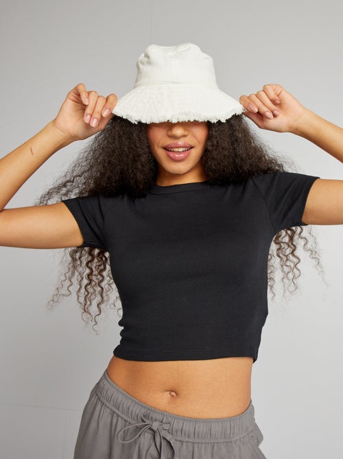 T-shirt cropped manches courtes - Kiabi