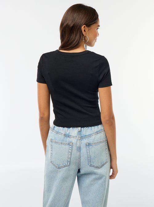 T-shirt cropped manches courtes - Kiabi