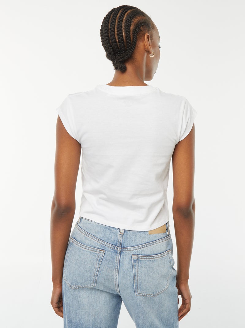 T-shirt cropped manches courtes 'Olivia Rodrigo' Blanc - Kiabi