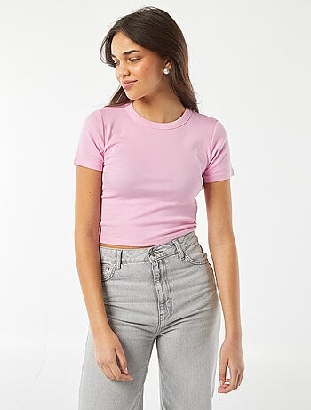 T-shirt cropped manches courtes