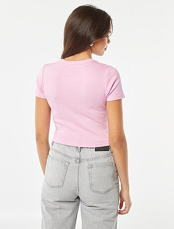 T-shirt cropped manches courtes