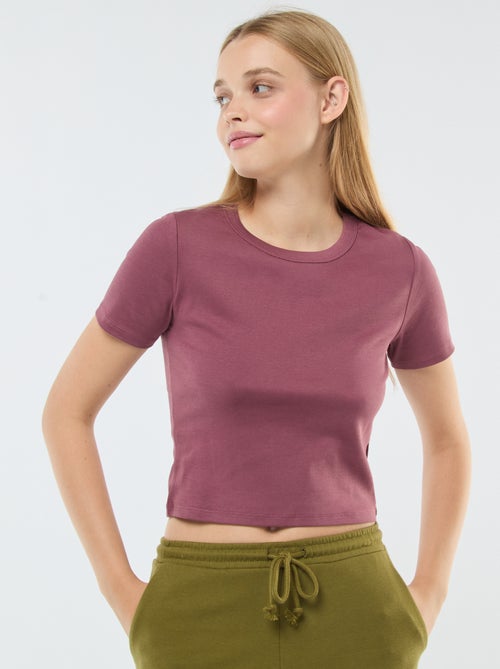 T-shirt cropped manches courtes - Kiabi