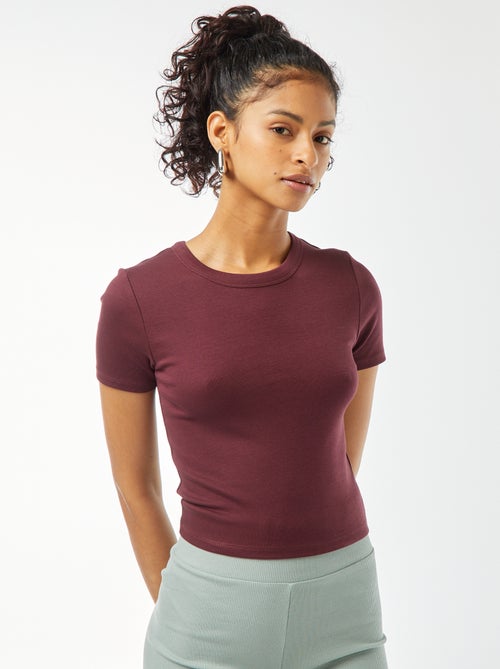 T-shirt cropped manches courtes - Kiabi
