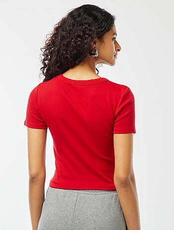 T-shirt cropped manches courtes