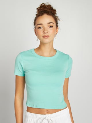 T-shirt cropped manches courtes