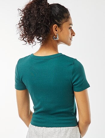 T-shirt cropped manches courtes