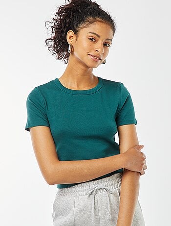 T-shirt cropped manches courtes