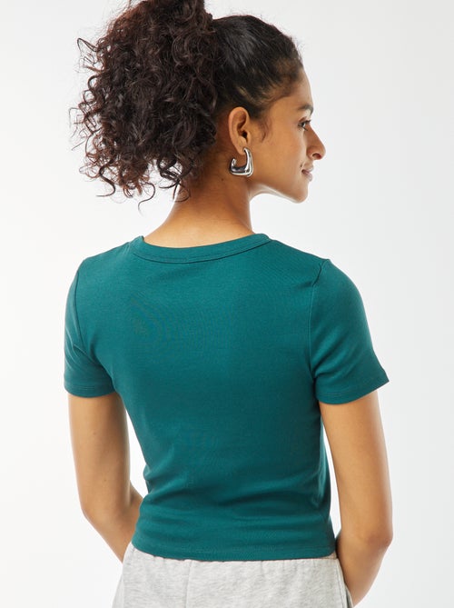 T-shirt cropped manches courtes - Kiabi