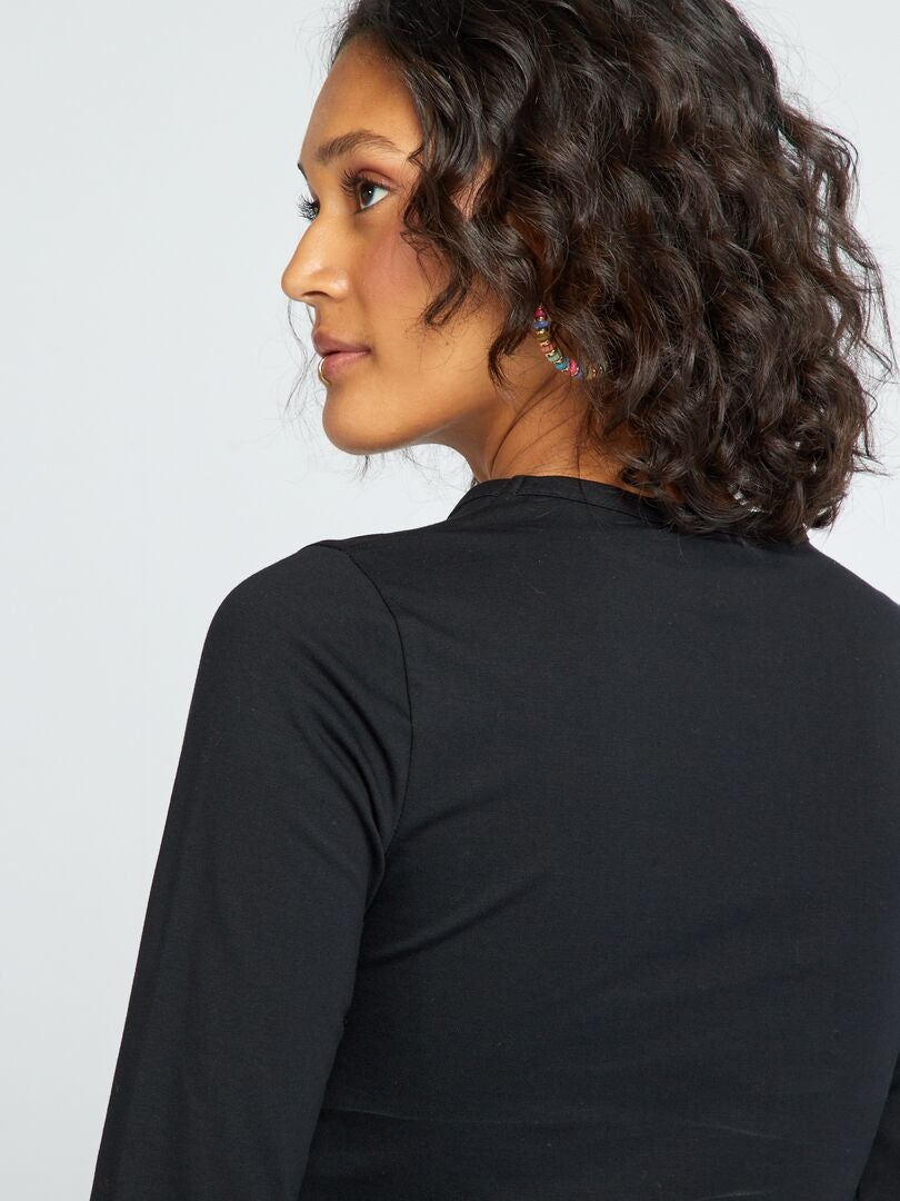 T-shirt cropped noir - Kiabi