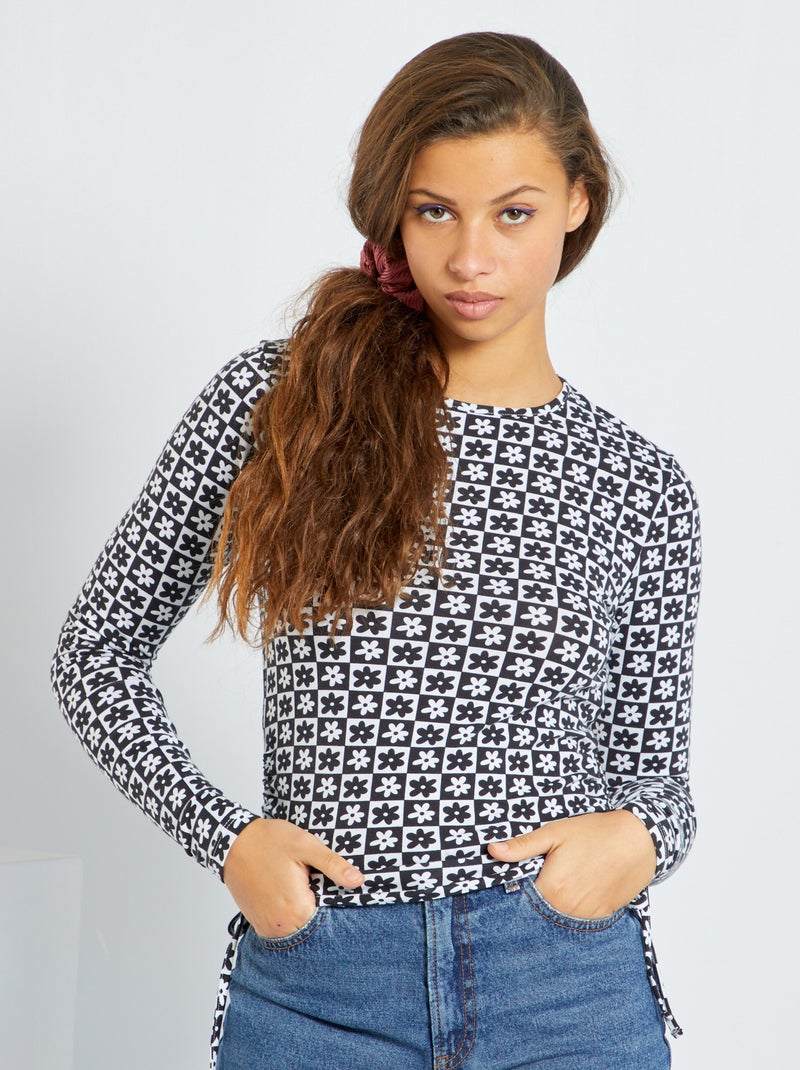 T-shirt cropped noir - Kiabi