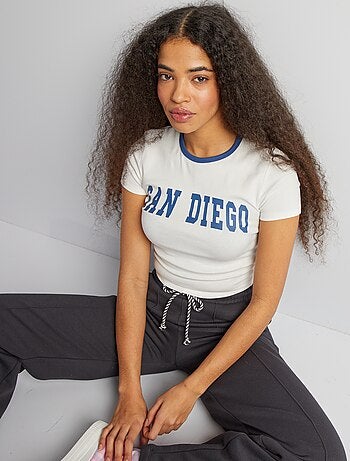 T-shirt cropped 'San Diego' - Kiabi