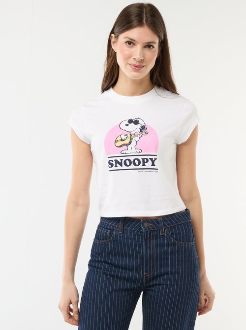 T-shirt cropped 'Snoopy' à manches courtes - Kiabi
