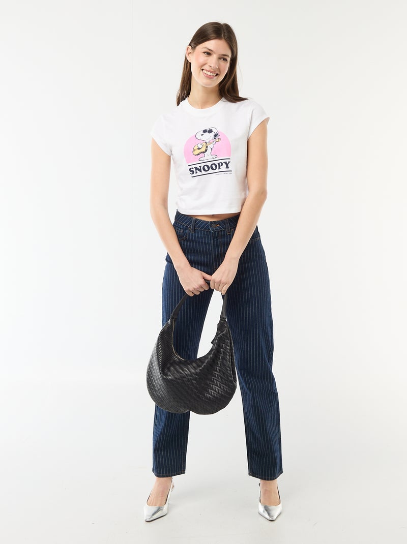 T-shirt cropped 'Snoopy' à manches courtes Blanc - Kiabi