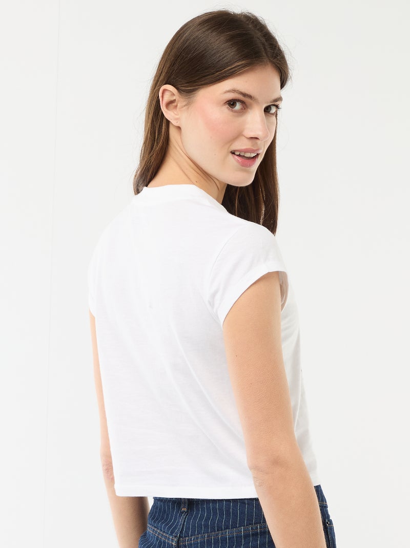 T-shirt cropped 'Snoopy' à manches courtes Blanc - Kiabi