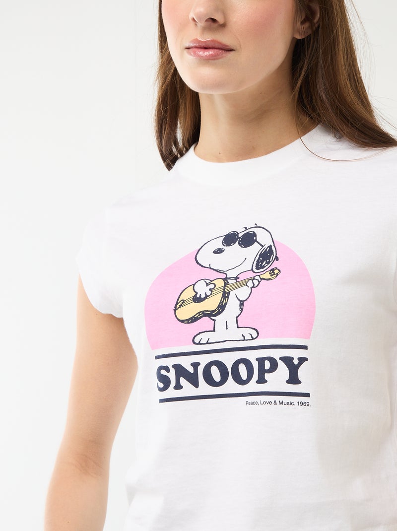 T-shirt cropped 'Snoopy' à manches courtes Blanc - Kiabi