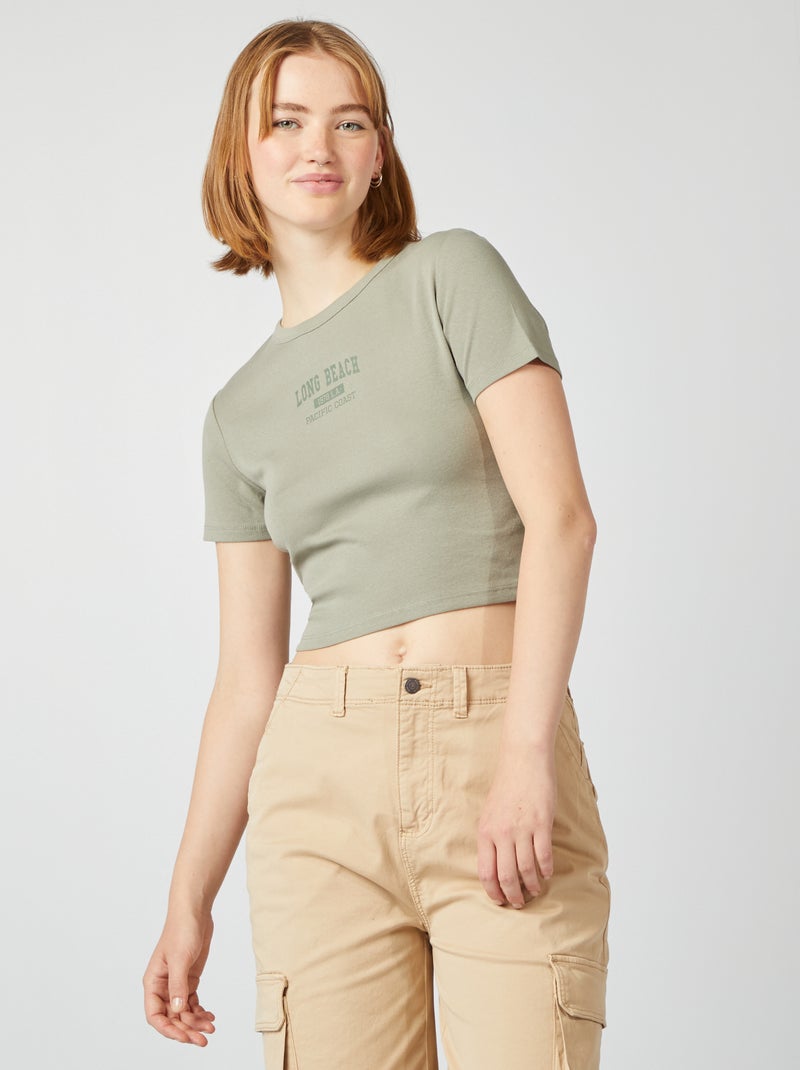 T-shirt cropped Vert - Kiabi