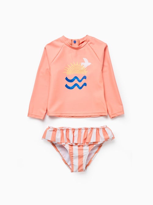 T-shirt + Culotte de Bain avec Volants UPF80 - Kiabi