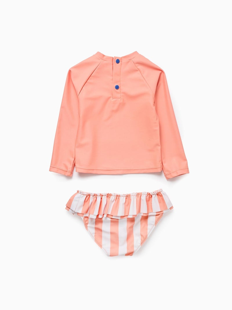 T-shirt + Culotte de Bain avec Volants UPF80 Orange - Kiabi