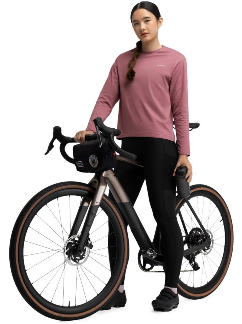 T-shirt cyclisme gravel coton manches longues femme cyclisme femme rutted-w brow Marron - Kiabi