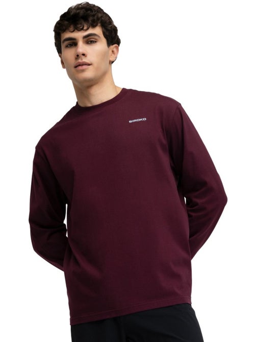 T-shirt cyclisme gravel coton manches longues homme cyclisme homme rutted burgun - Kiabi T-shirt cyclisme gravel coton manches longues homme cyclisme homme rutted burgun - Kiabi